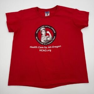 Union Made Health Care for All Oregon HCAO Red Graphic‎ T-Shirt Large USA Made